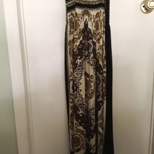 Gold and Black Spaghetti Strap Dress